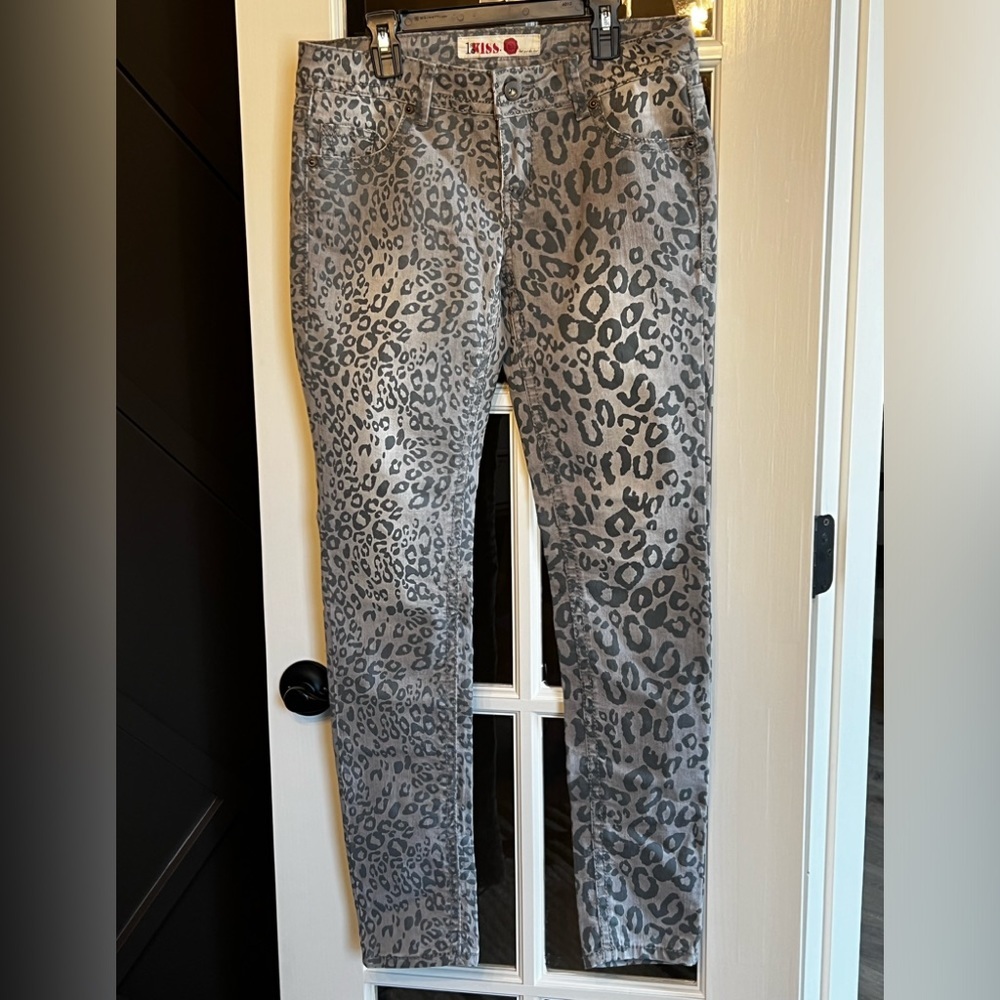 1ST KISS Leopard Print Denim Vintage Y2K 90s Baddie Boho Festival Size 5
